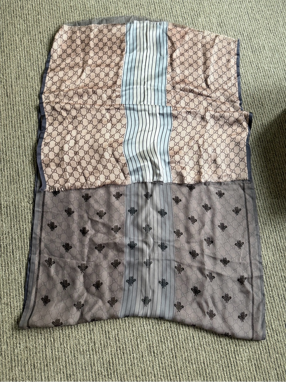 Monogram Pattern Beige & Gray Scarf